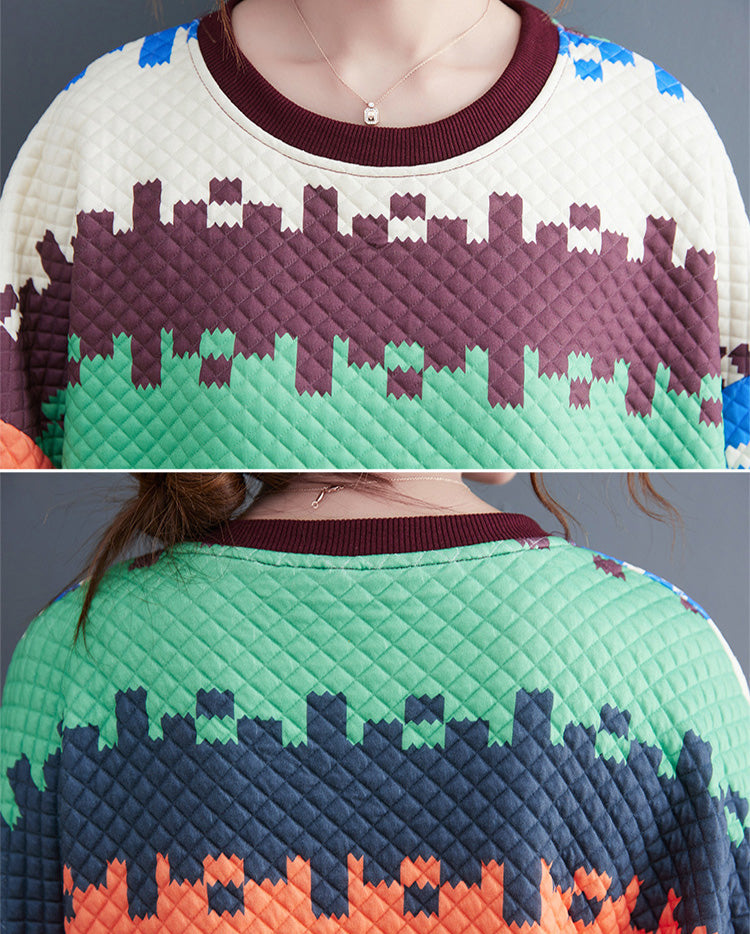 Loose Color-Block Splicing Sweatshit