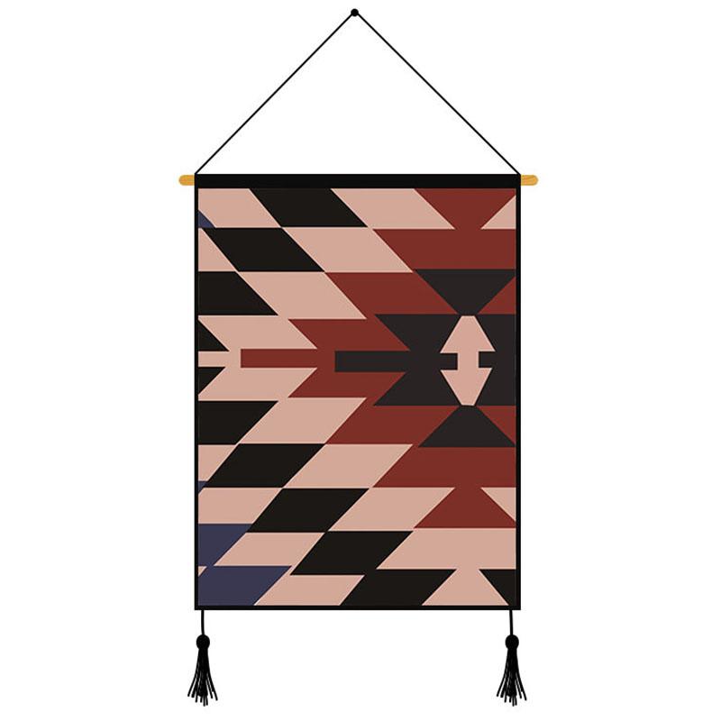 Brown Geometric Pattern Printed Wall Hanging Decoration