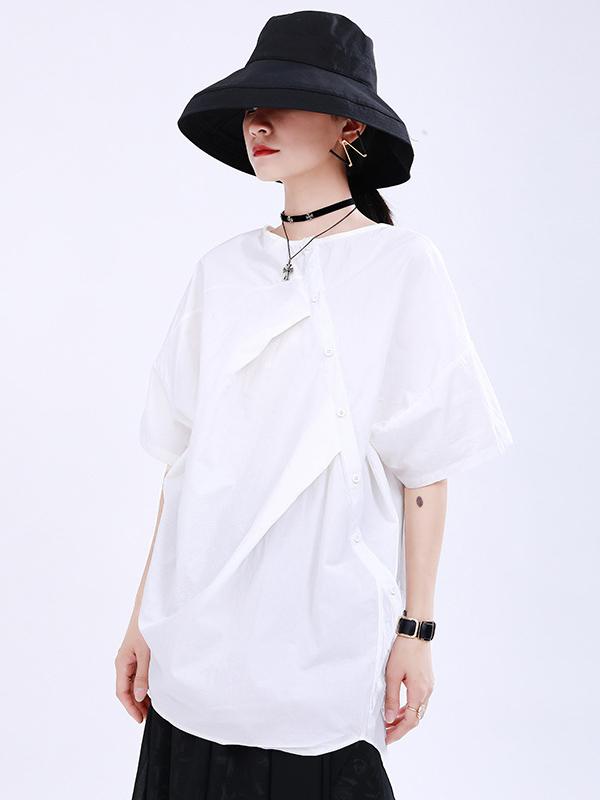 Loose Back Cropped Cotton T-Shirts