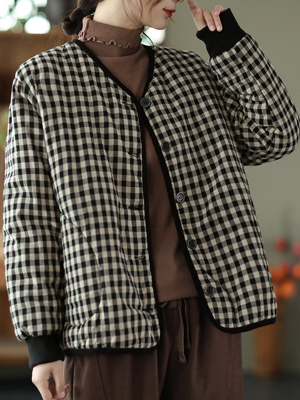 Retro Plaid Single-Breasted Coat