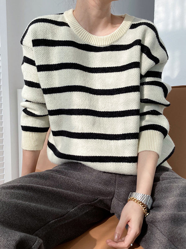 Round Neck Striped Losse Sweater