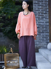 6Color Casual National Style Double Cotton Pants