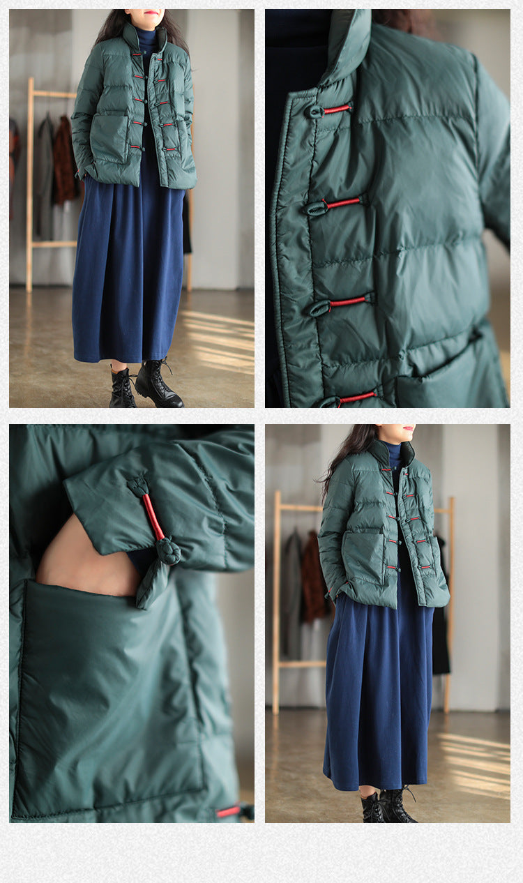 Casual Retro Splicing Plate Buckle Coat