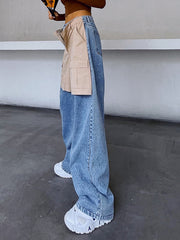 Urban Splicing High-Waist Wide-Leg Pants