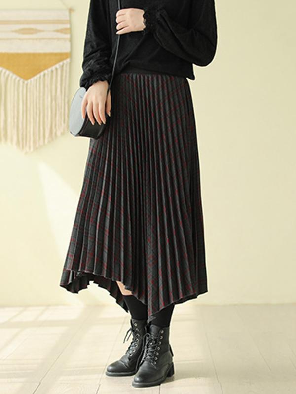 Vintage Cropped Plaid Pleated Skirt