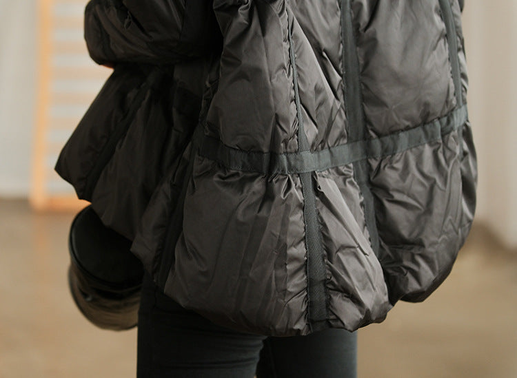 Retro Solid Color Splicing Down Jacket