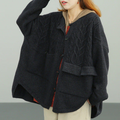 Casual Loose Solid Color Sweater Coat