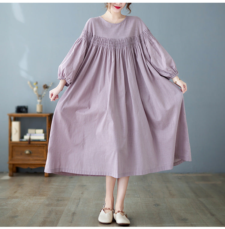 Loose Solid Color Midi Dress
