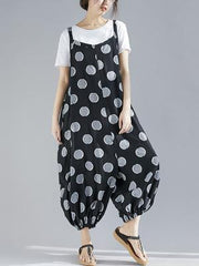 Loose Sleeveless Polka Dot Jumpsuit