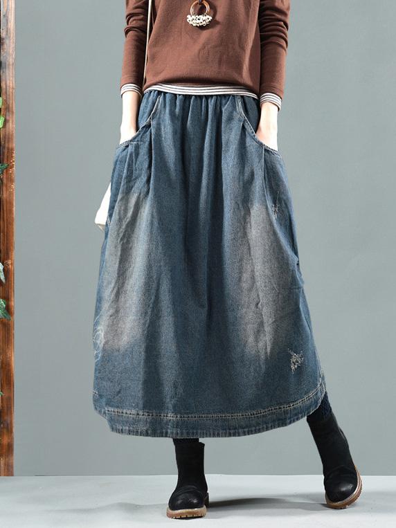 Split-joint Denim Skirt Bottom