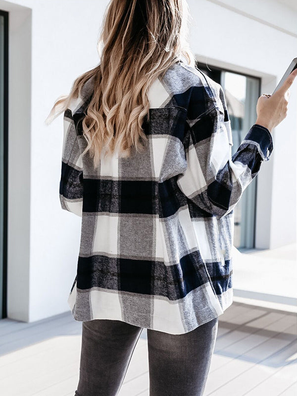 Casual Plaid Long Sleeve Lapel Shirt