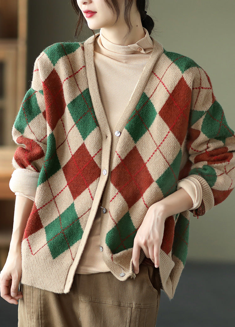 Retro Plaid Knitted Outwear