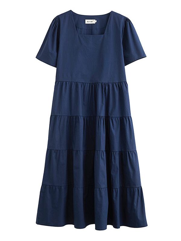 Original Solid Round-Neck Dress