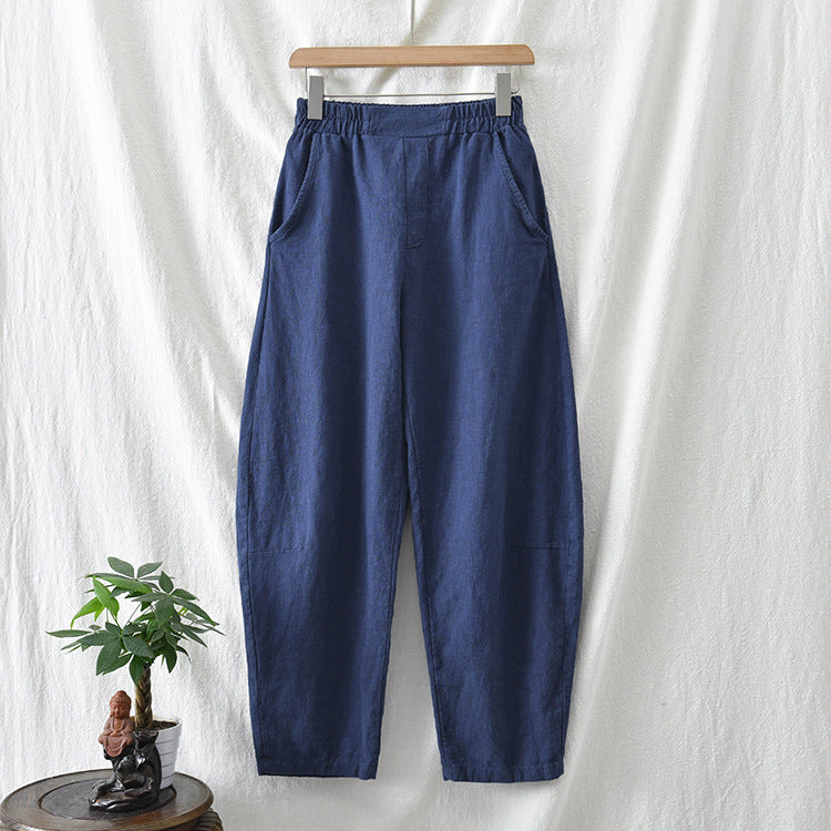 Retro Wide-Leg Pants With Elastic Waist