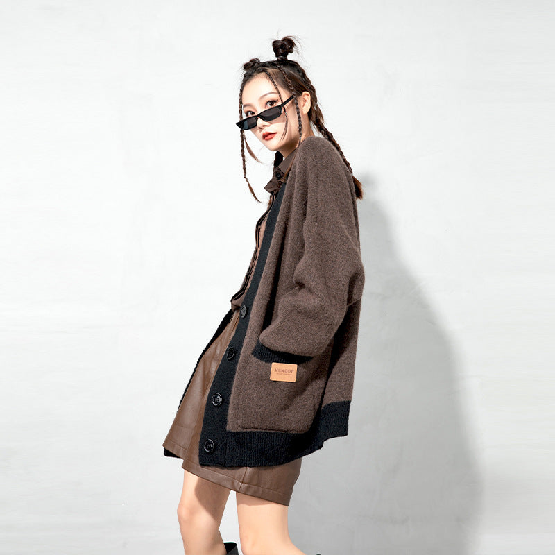 Urban Loose Solid Color Knitted Outwear