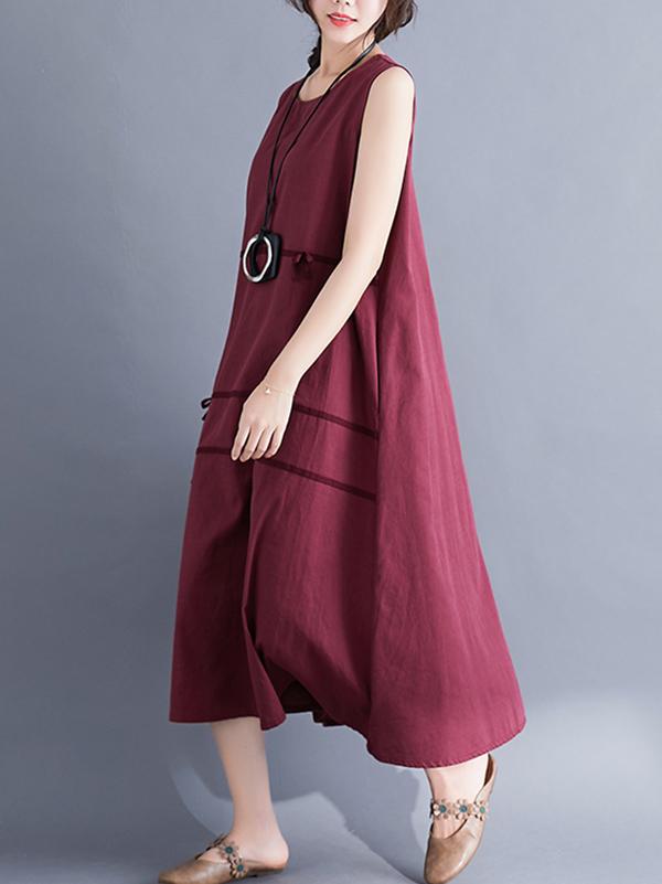 Casual Sleeveless A-line Long dress