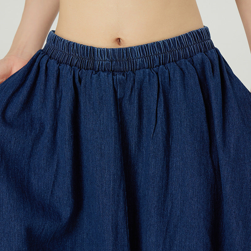 Retro Denim Irregular Stitching Skirt