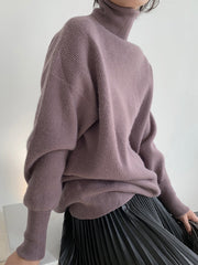 Women High Neck Pullover Loose Sweater