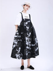 Loose Big-Hem Graffiti Slip Dress