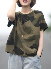 Loose Camouflage Cotton T-Shirts