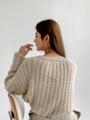 Women Loose Hollow Round Neck Sweater