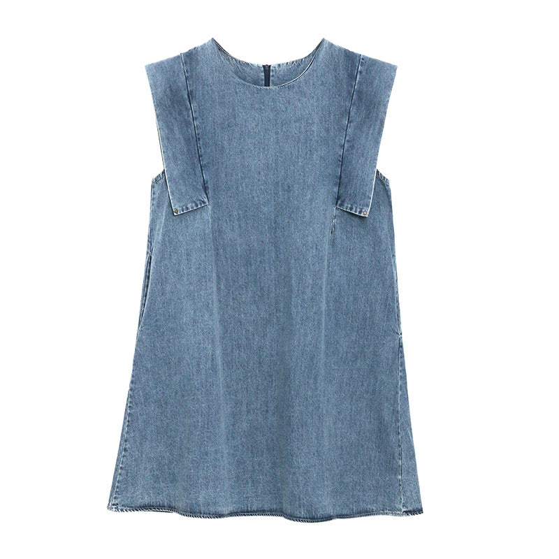 Denim Loose Waist Sleeveless Vest Dress