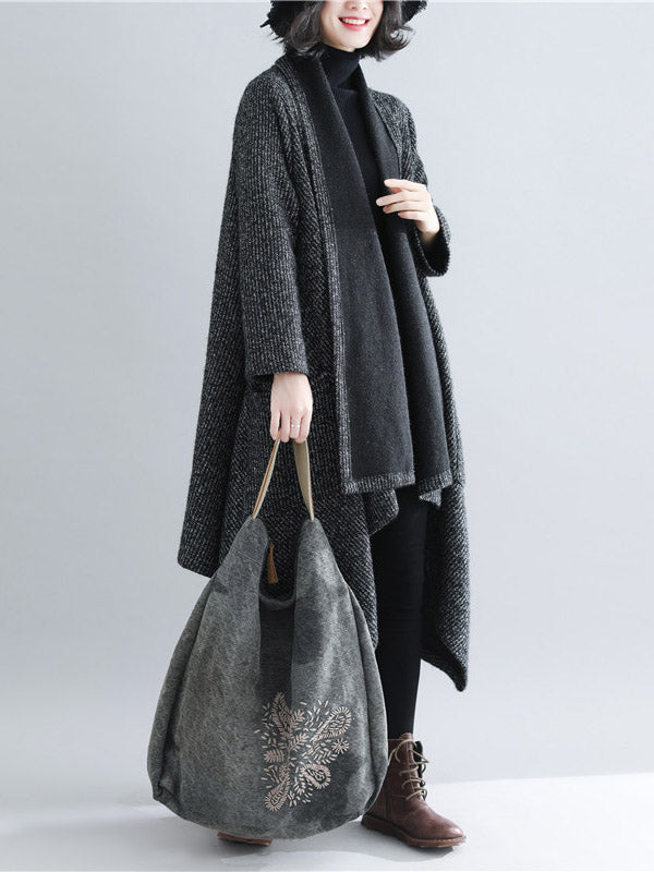 Thicken Gray Long Sleeve Coat Outerwear