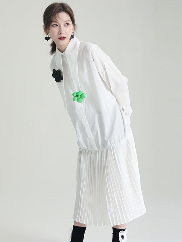 Original  Irregular Shirt Dress Pleated Dress Midi Dress