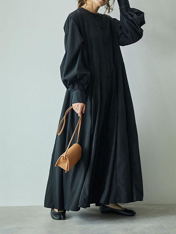 Loose Spliced Pleated Maxi Dress
