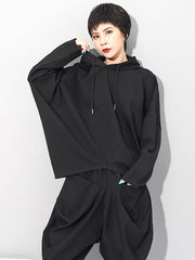 Leisure Solid Batwing Sleeve Hoodies