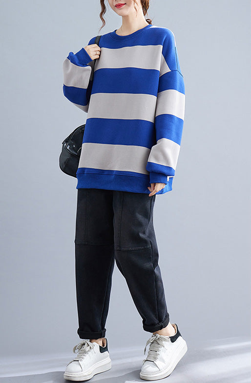 Loose Striped Thicken Sweatshirt