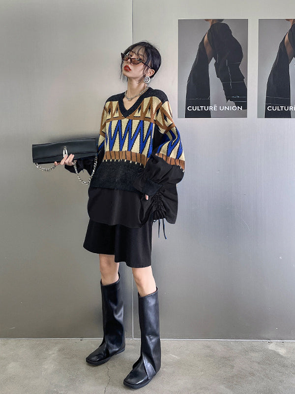 Urban Loose Splicing Denim Sweatshirt