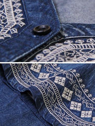 Vintage Oversize Embroidery Denim Dress