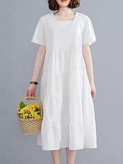 Original Solid Round-Neck Dress