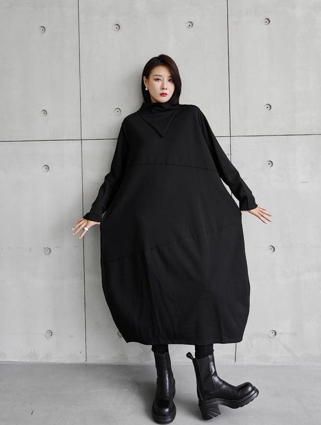 Irregular Stitching Solid Color Casual Loose Midi Dress