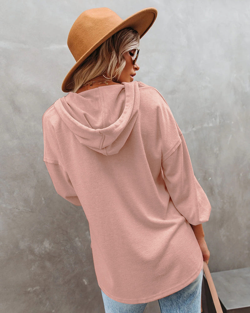 Casual Loose Solid Color Hoodie Sweatshirt