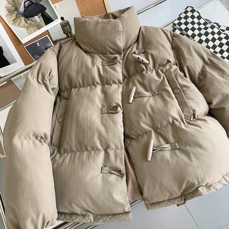 Casual Horn Buckled Loose Down Coat