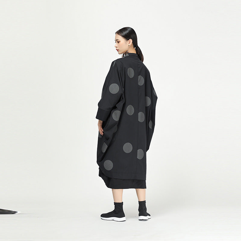 Retro Polka Dot Cloak Irregular Outwear