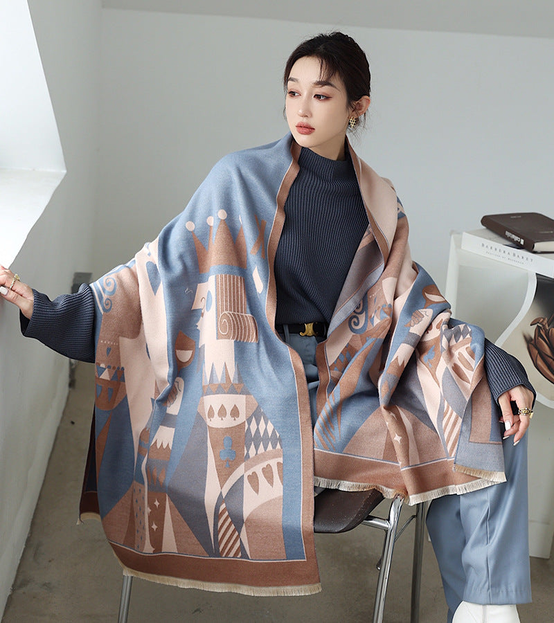 Retro Printed Reversible Warmer Scarf&Shawls