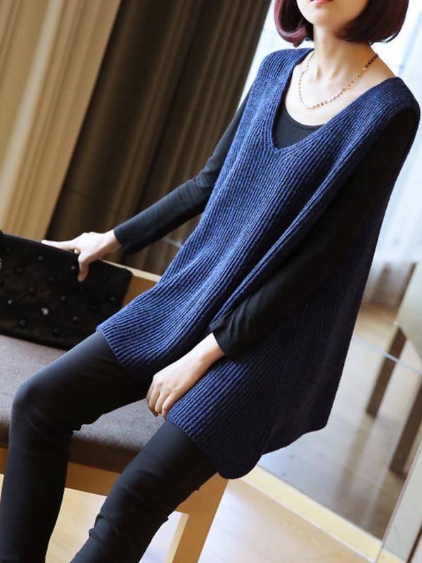 Casual V-Neck Knitting Vest