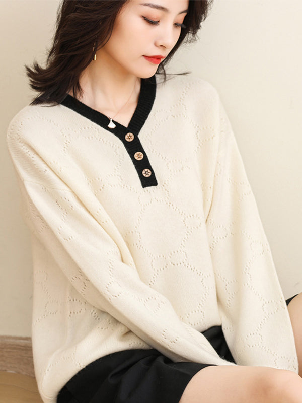 Solid Color Loose Pullover Sweater