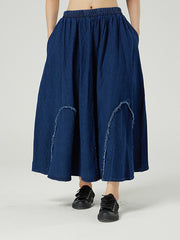 Retro Denim Irregular Stitching Skirt