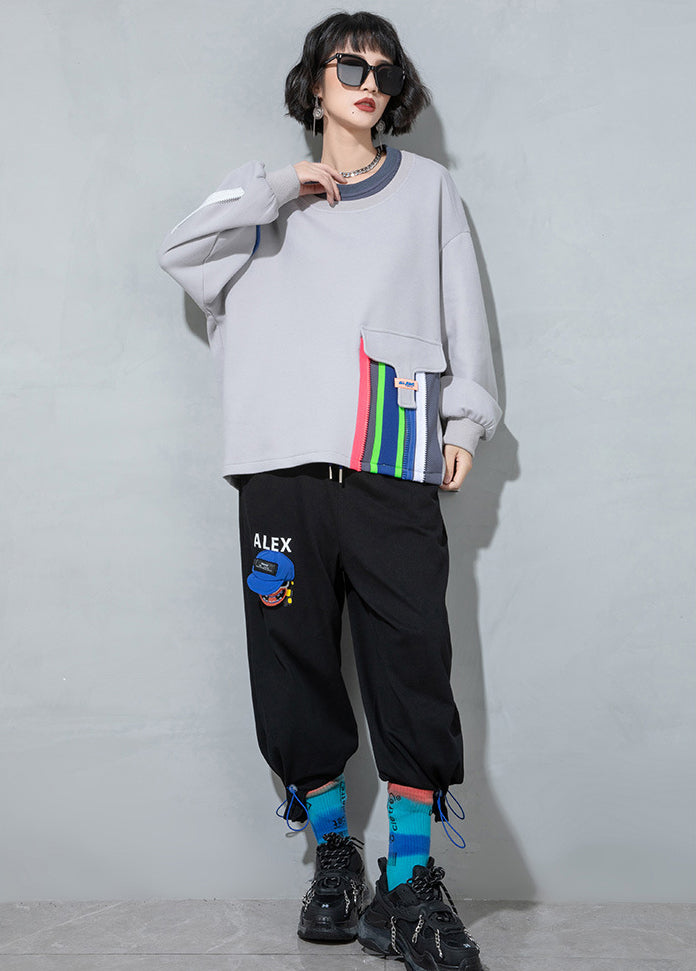 Women's Stitching Printed Long Sleeve Sweatshirt