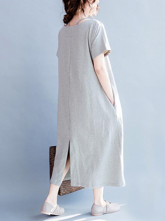 Gray Casual Cotton blend T-shirt Dress