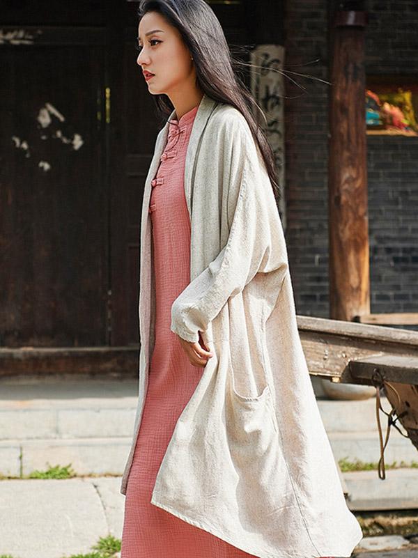 Retro Linen Cotton Long Cover-up