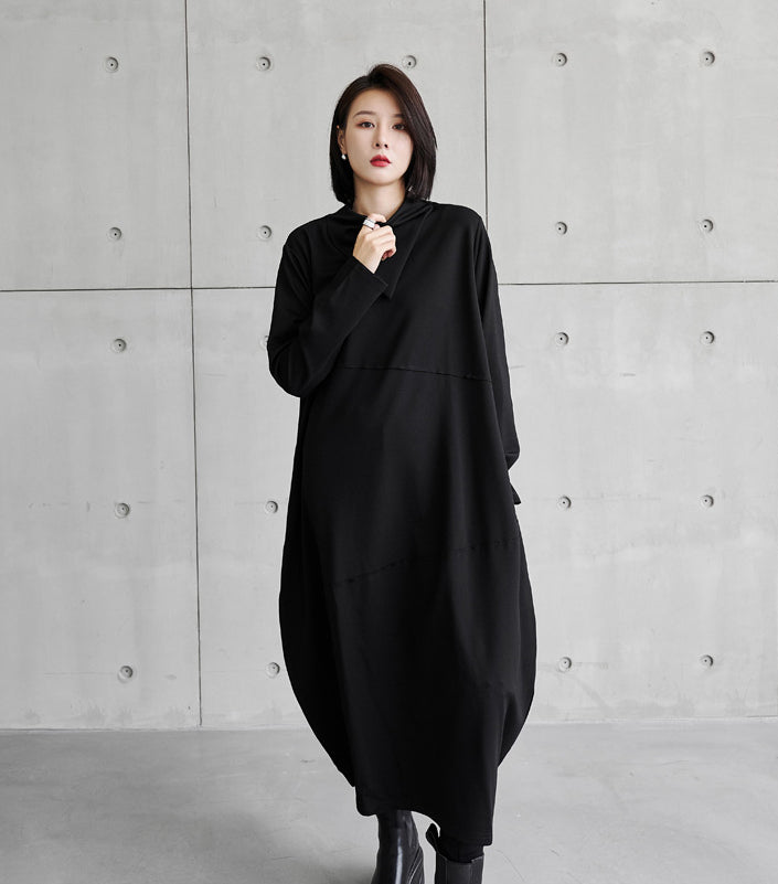 Irregular Stitching Solid Color Casual Loose Midi Dress