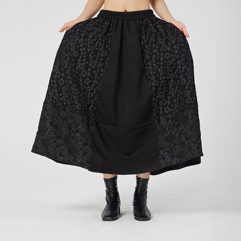 Retro Splicing Solid Color Skirt