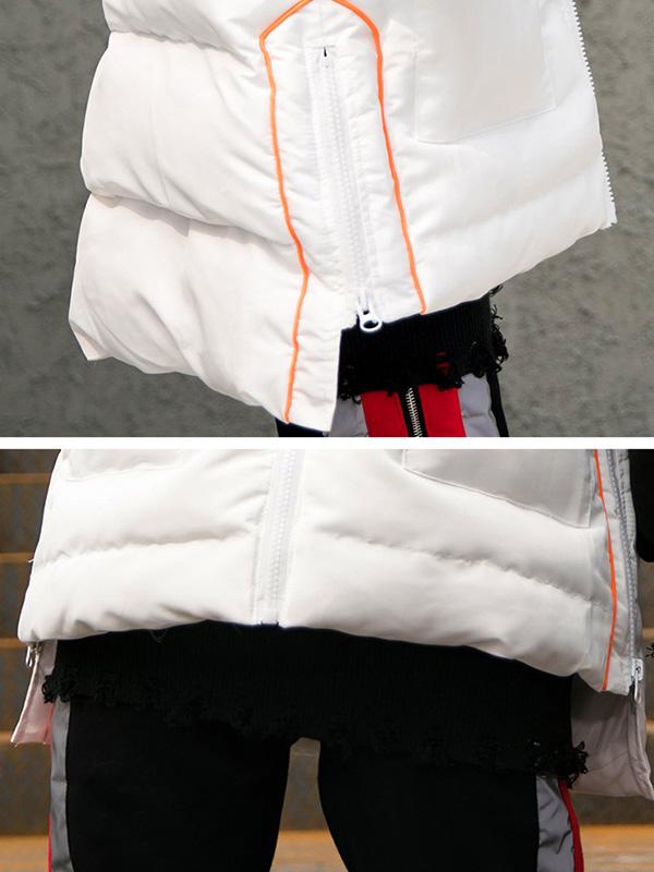 Loose Zipper Hooded Thickening Vest