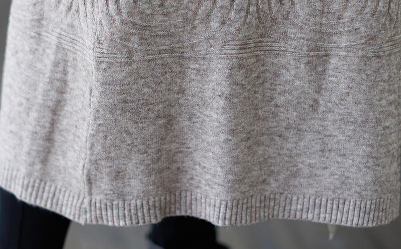 Mid-Length Hooded Knitted Sweater Outwear