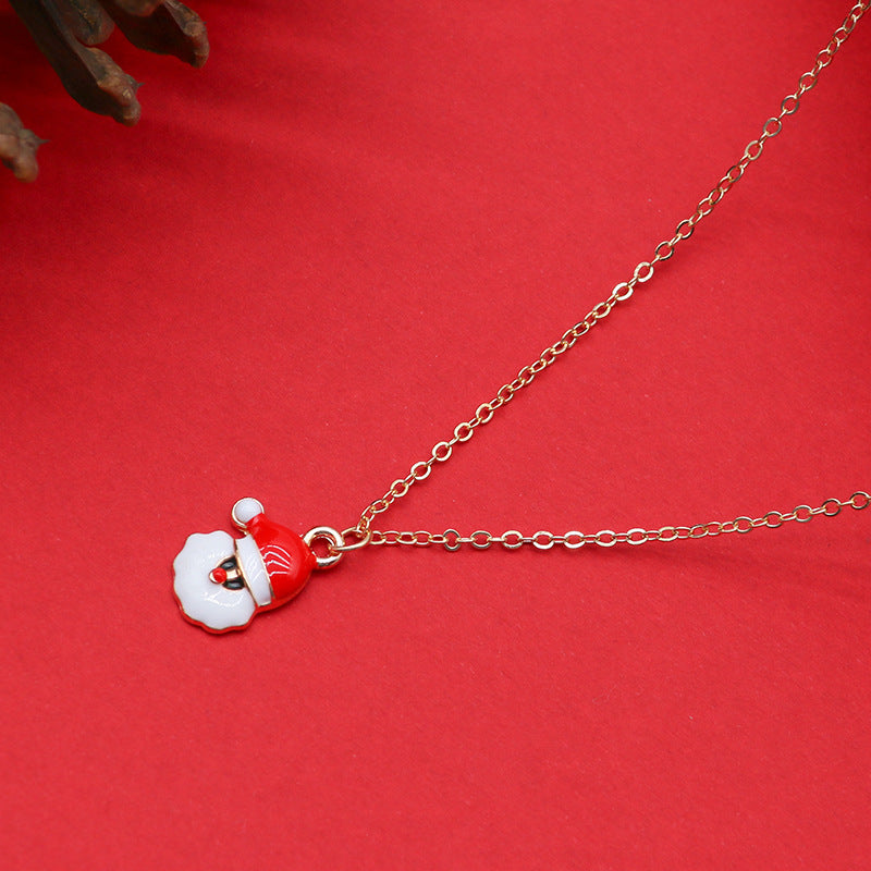 Women Christmas Tree Santa Pendant Clavicle Necklace